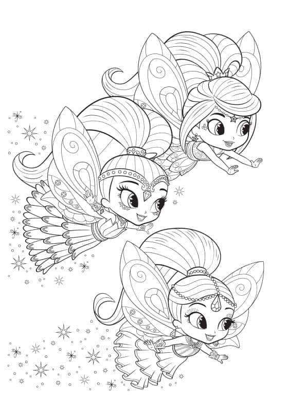Leah, Shimmer og Shine fargelegging
