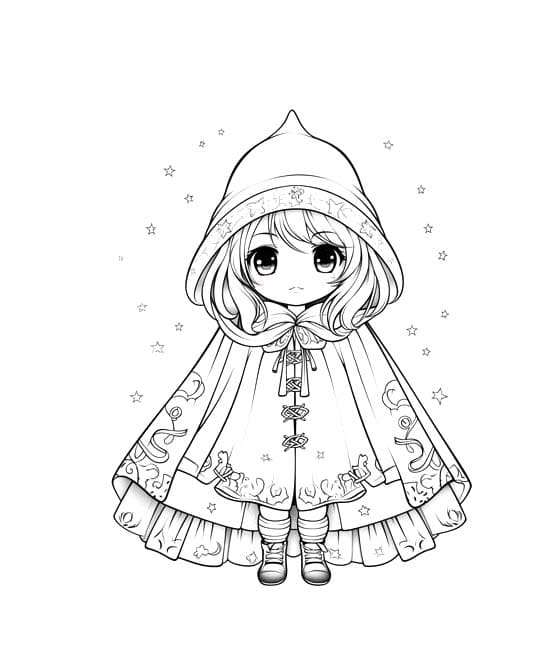 Rødhette kawaii fargelegging