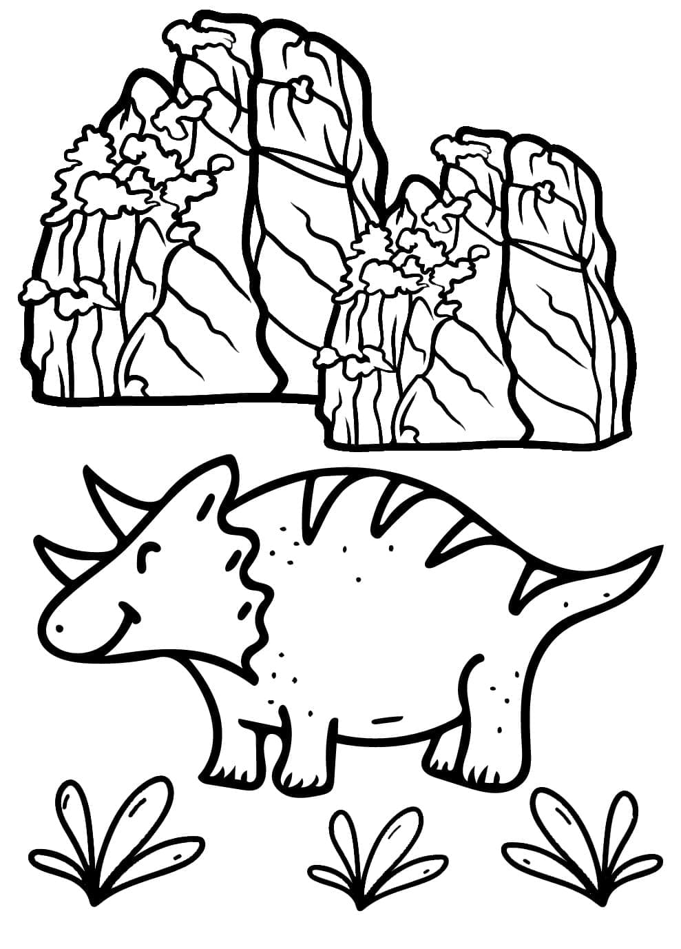 Smilende Triceratops gratis fargelegging