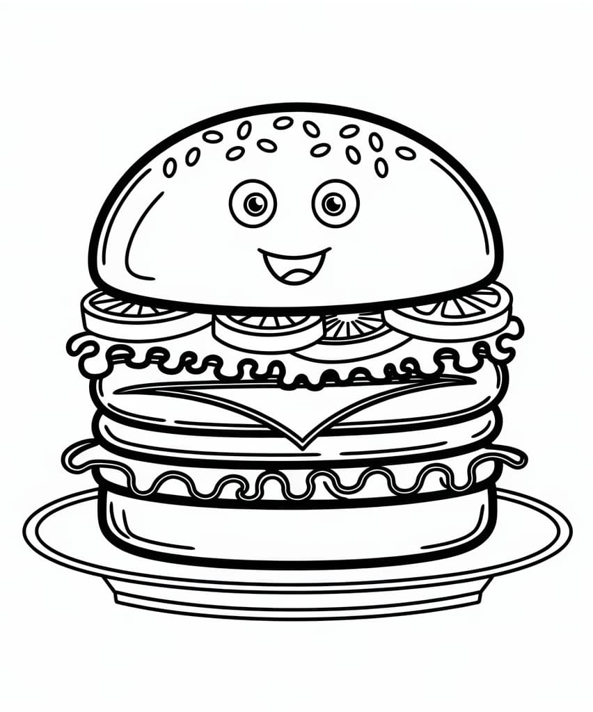 Tegneserie glad Hamburger fargelegging
