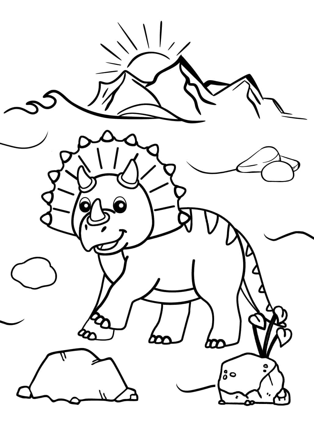 Tegneserie Triceratops fargelegging