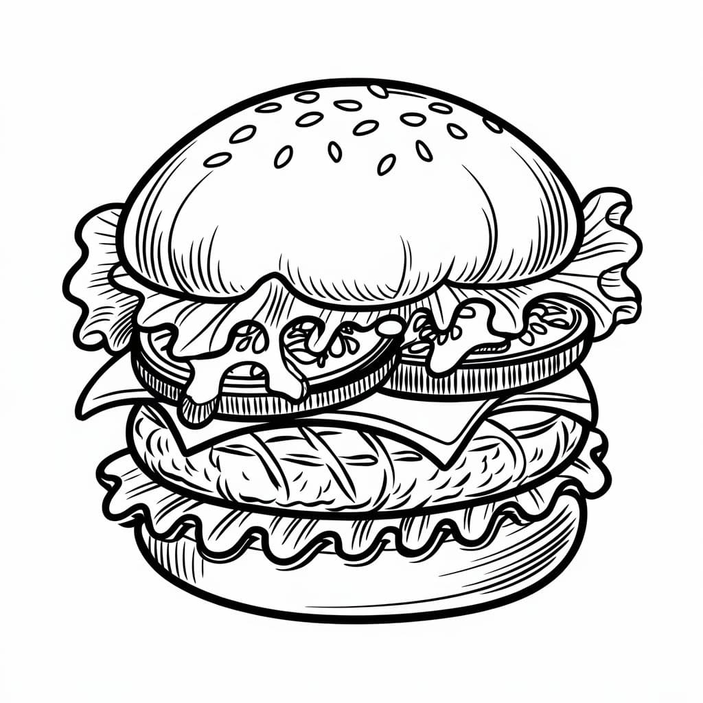 Tegning av Hamburger fargelegging