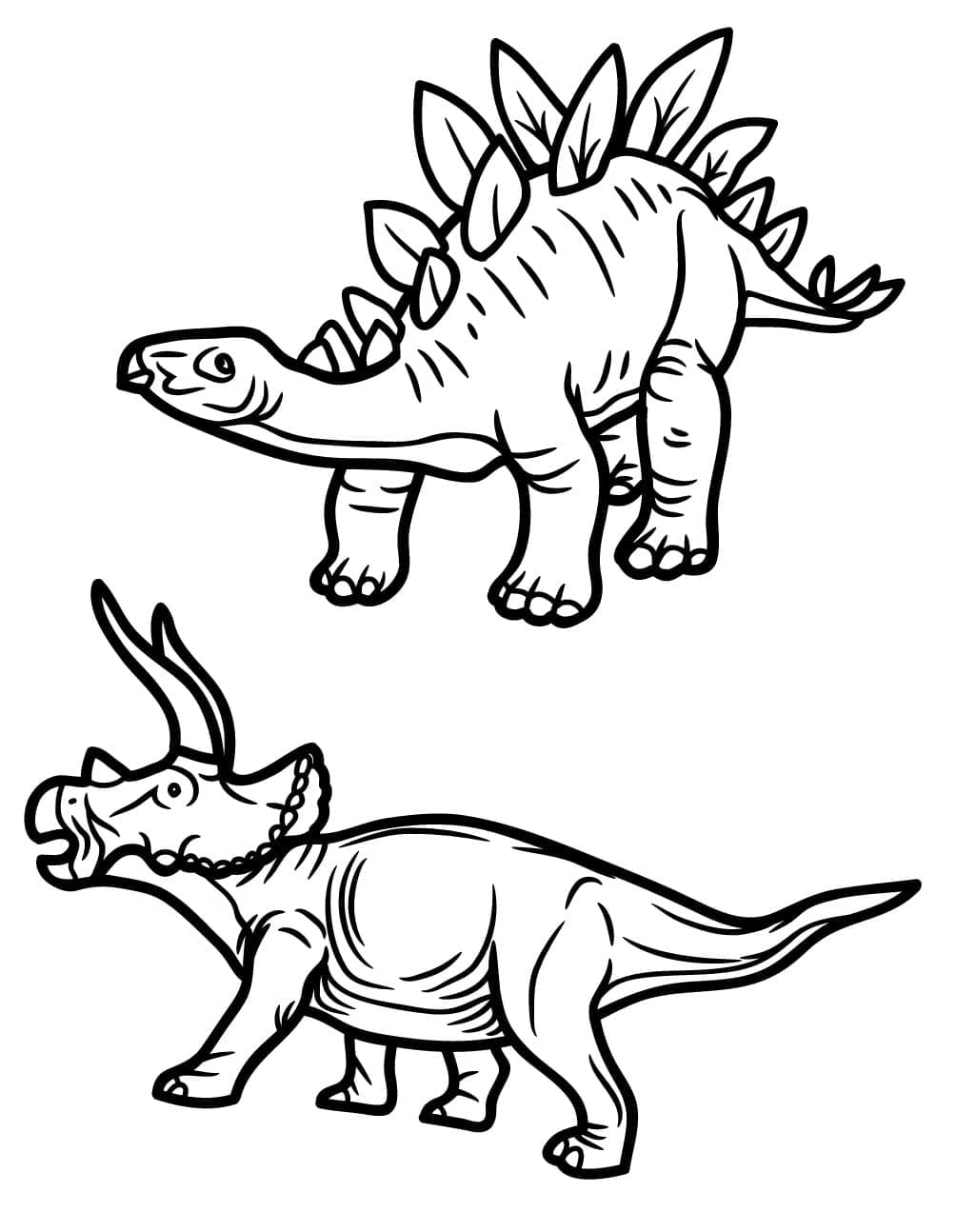 Triceratops og Stegosaurus fargelegging