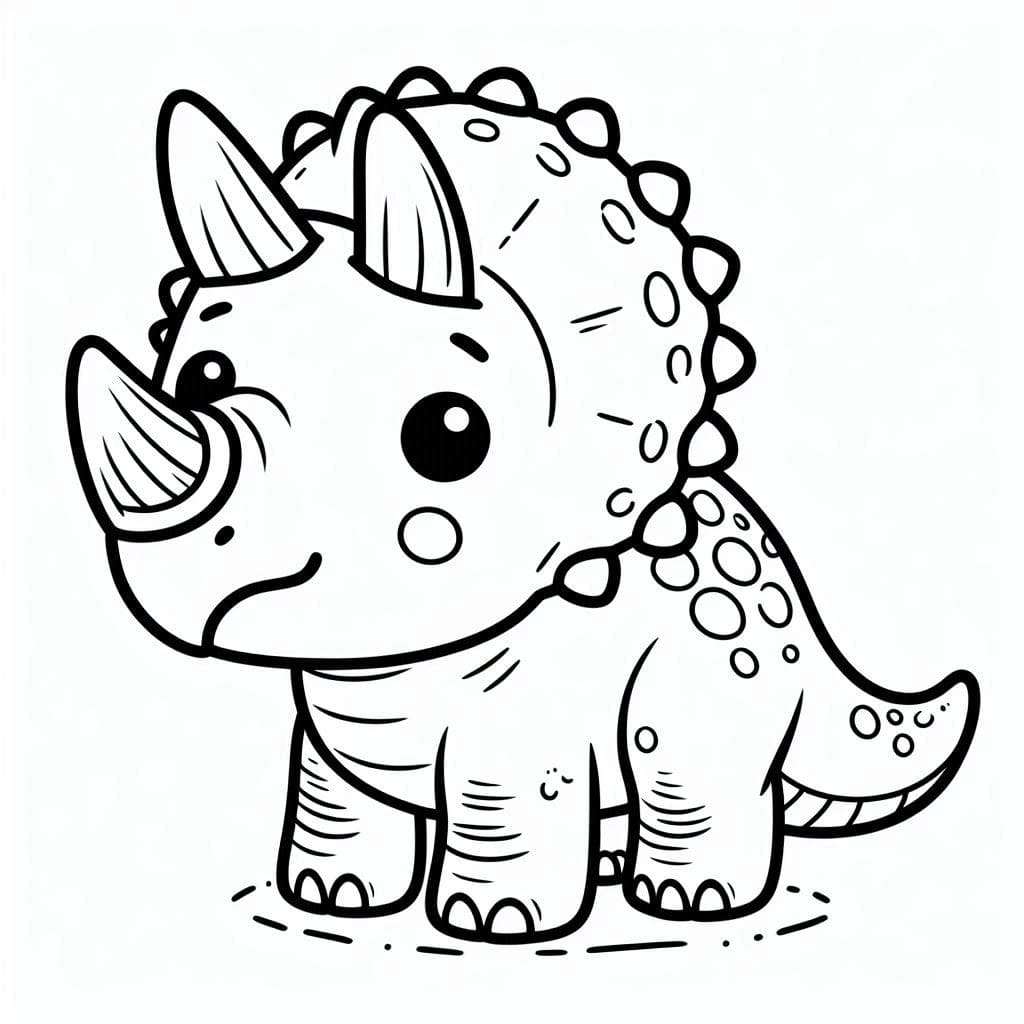 Triceratops søte for barn fargelegging