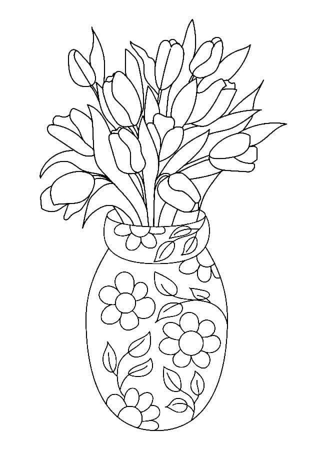 Tulipanblomstvase fargelegging