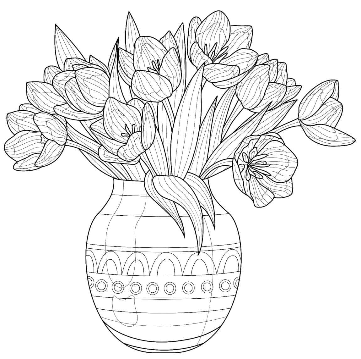Tulipaner i en vase fargelegging