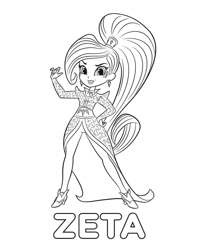 Zeta fra Shimmer og Shine fargelegging