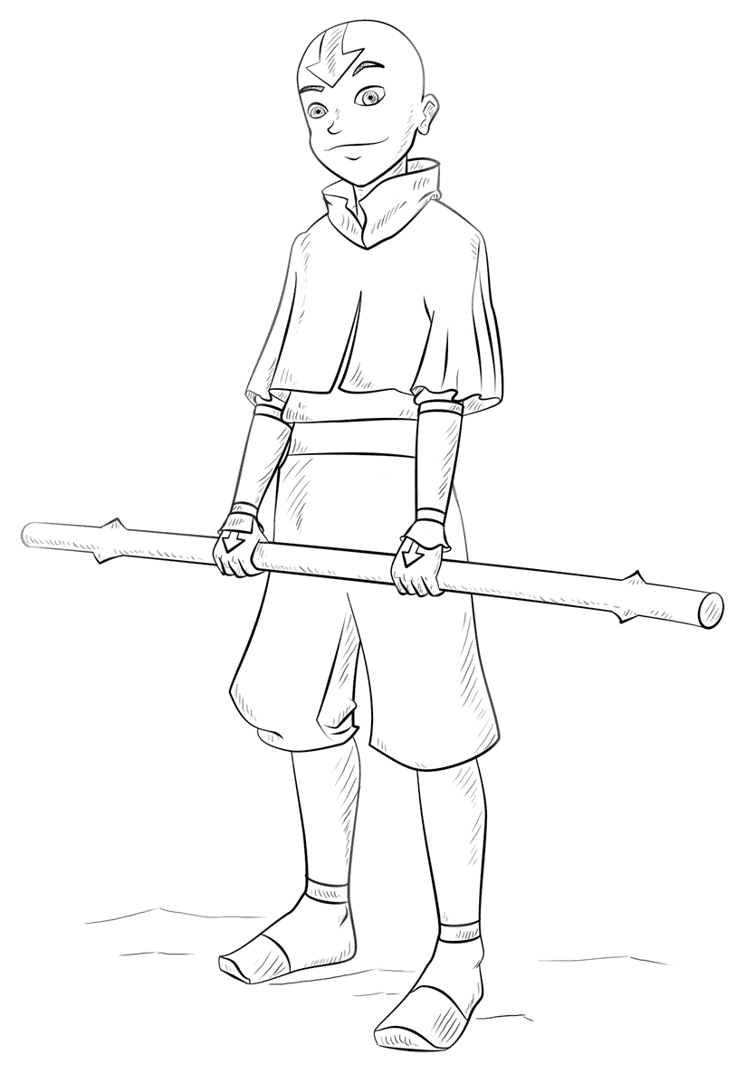 Aang fra Avatar den siste luftbenderen fargelegging