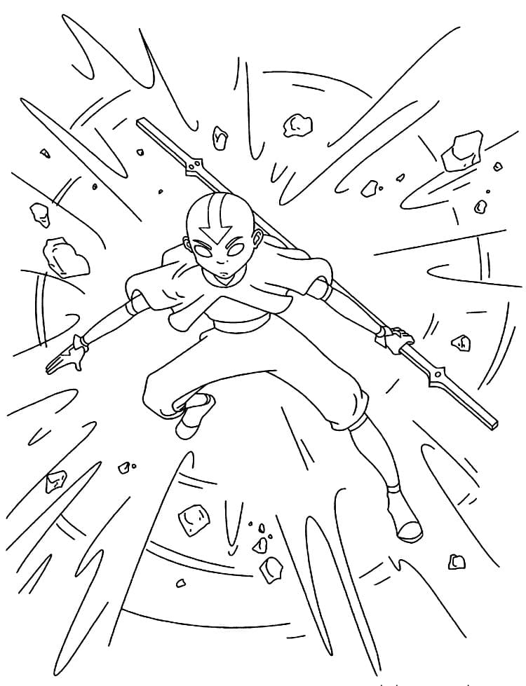 Aang med en stab fargelegging