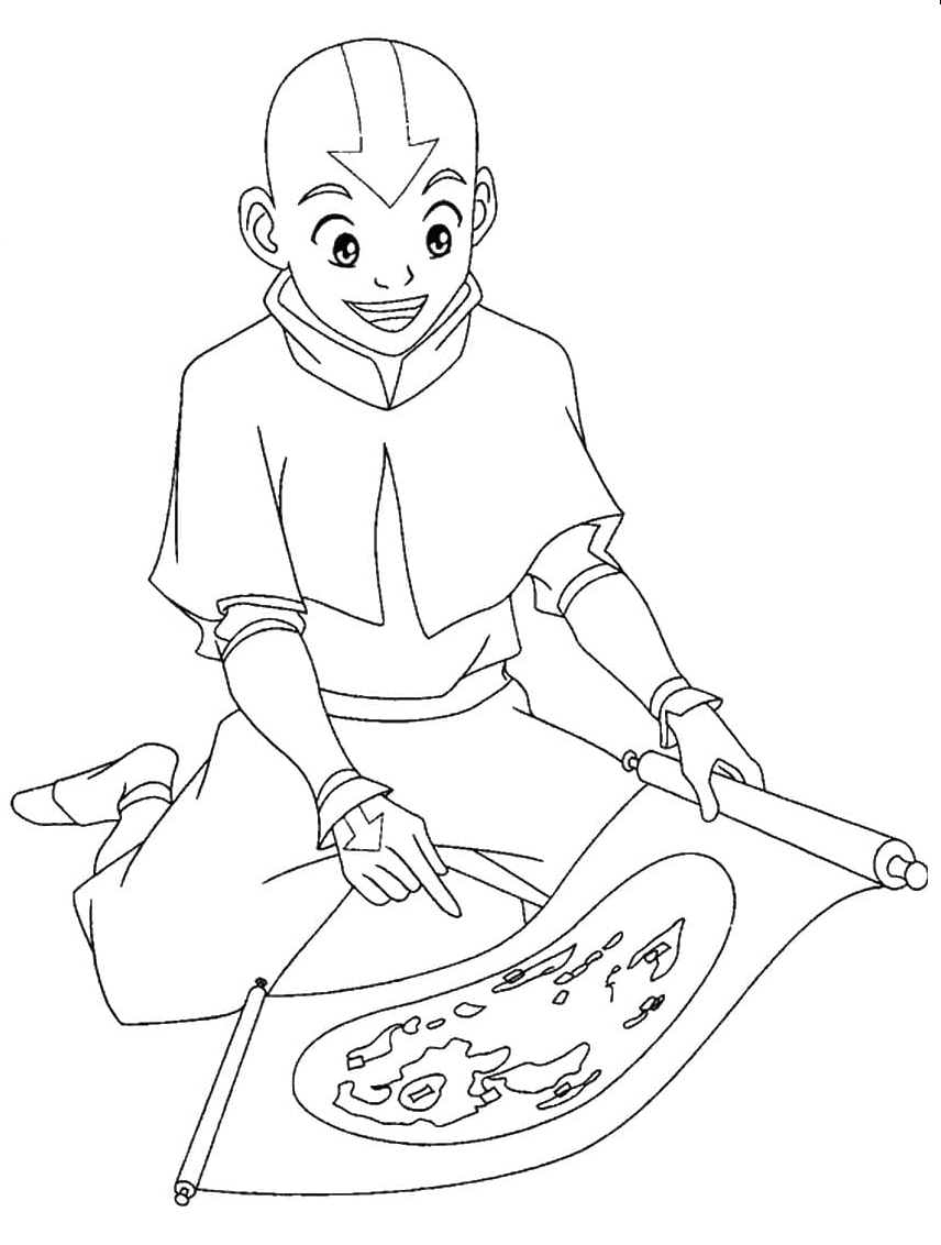Aang med et kart fargelegging