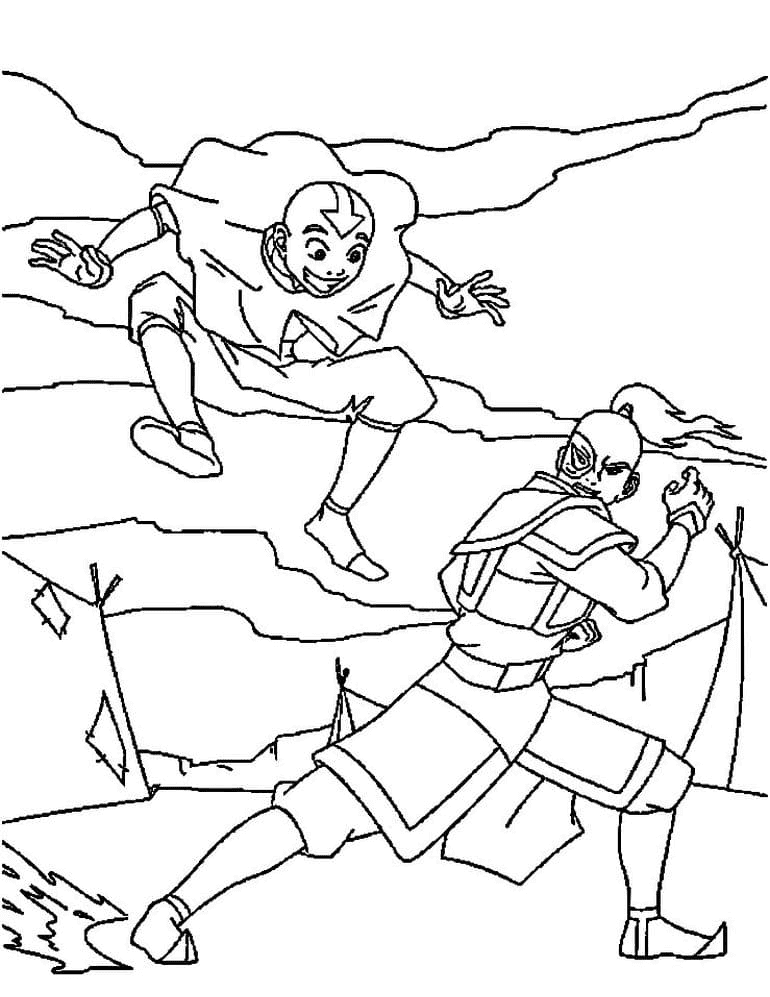 Aang med Zuko fargelegging