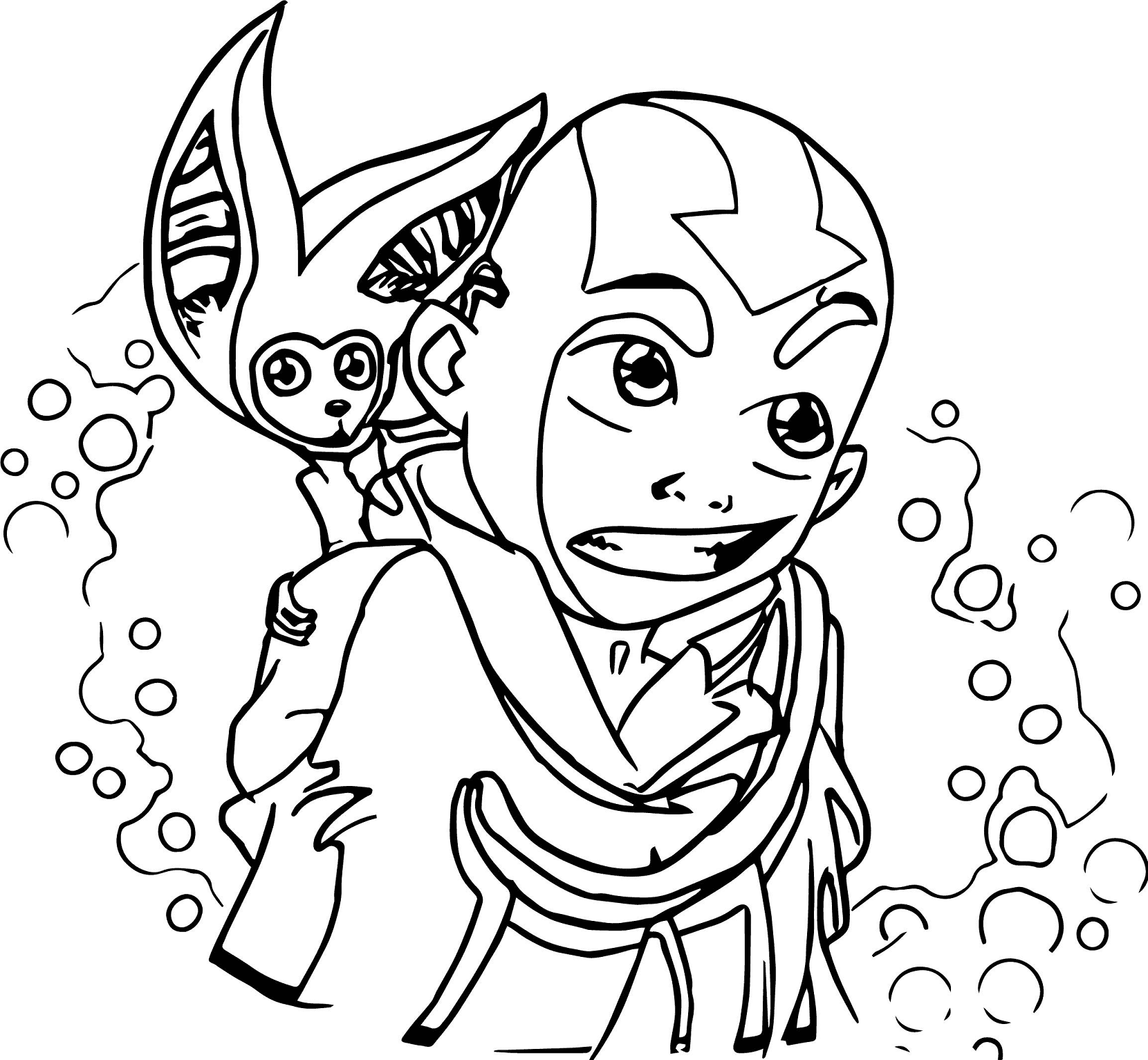 Aang og Momo fra Avatar fargelegging