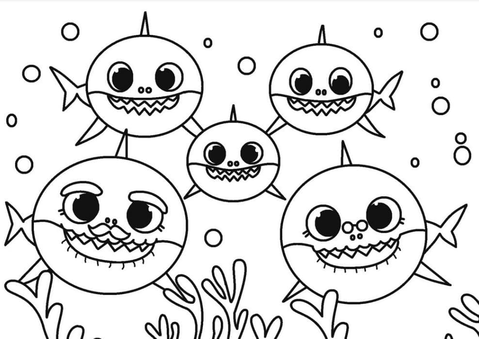 Baby Shark Familie fargelegging