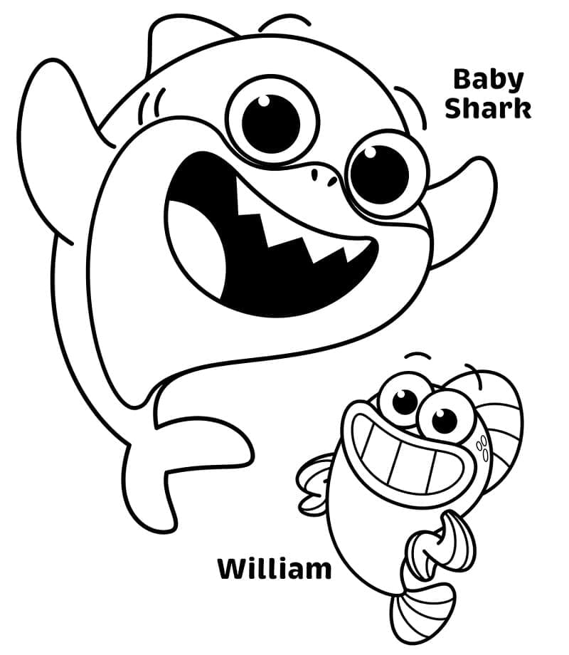 Baby Shark og William fargelegging
