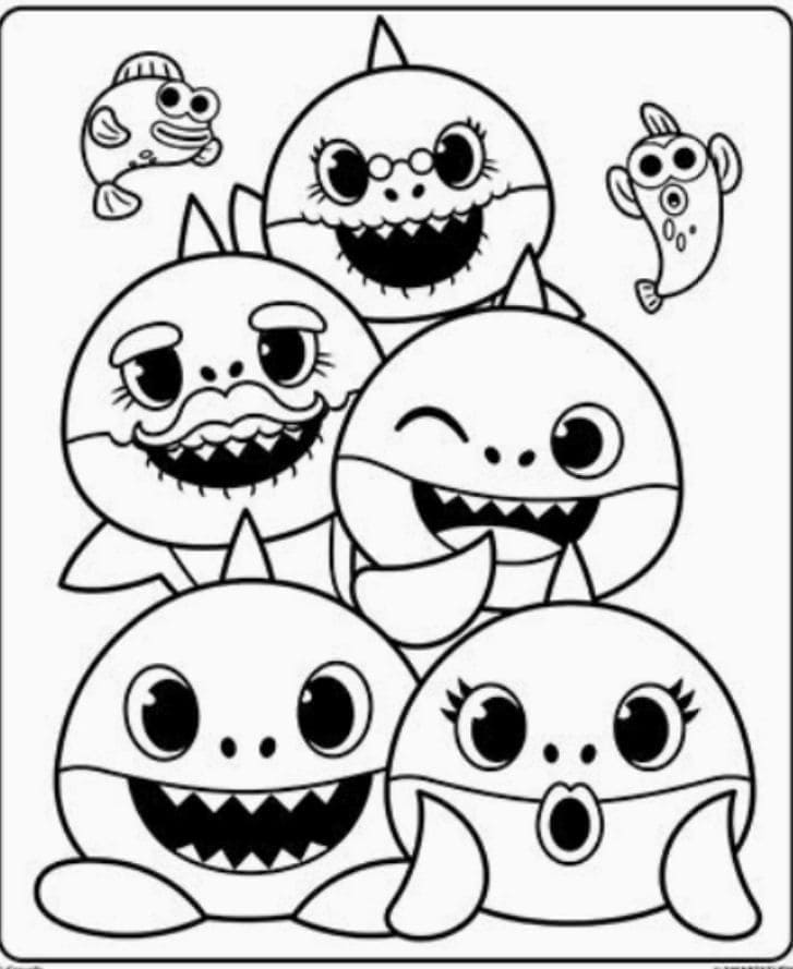 Baby Shark Tegning fargelegging