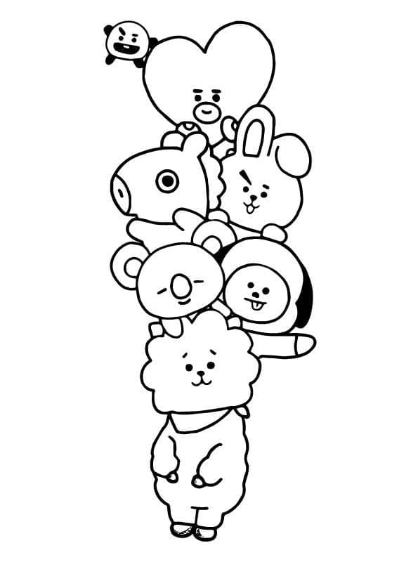 BT21 Gratis utskrivbar fargelegging