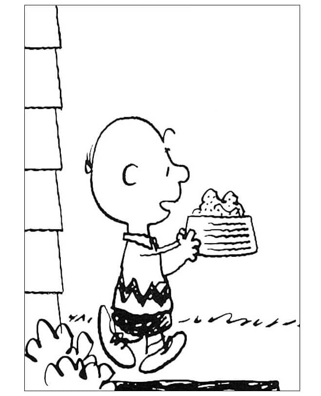 Charlie bringer mat til Snoopy fargelegging