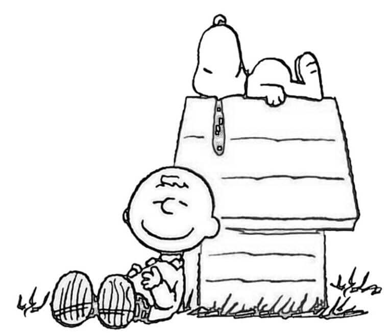 Charlie og Snoopy slapper av fargelegging