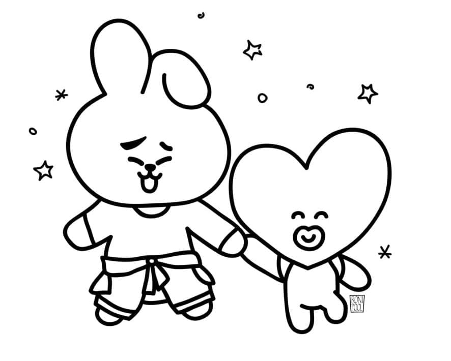 Cooky og Tata fra BT21 fargelegging
