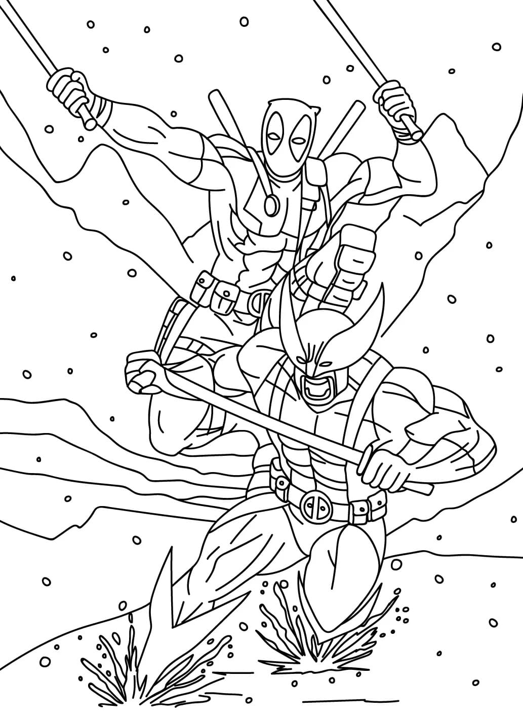 Deadpool og Wolverine-kamper fargelegging