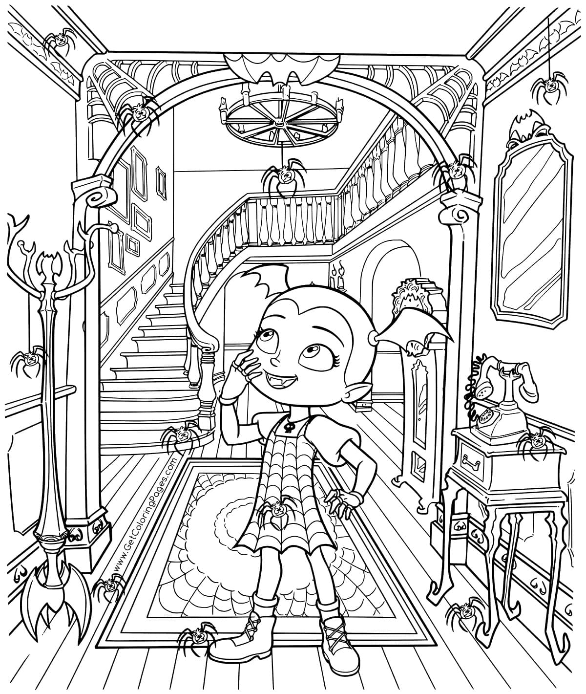 Et Vampirina paradis med edderkopper fargelegging