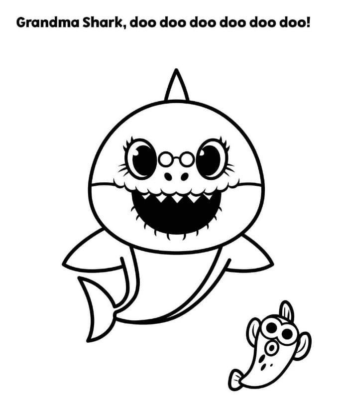 Grandma Shark fra Baby Shark fargelegging