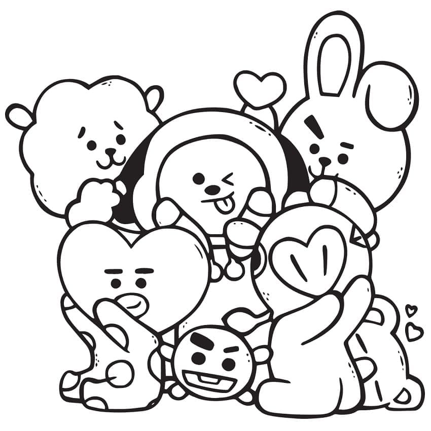 Gratis utskrivbar BT21 fargelegging