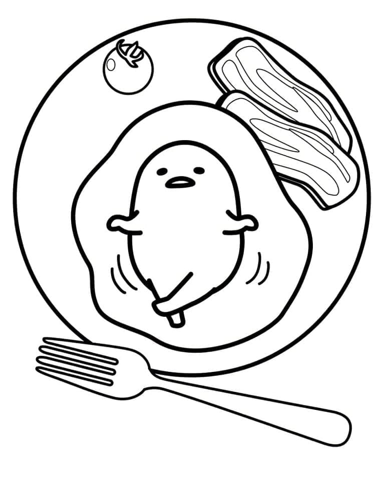 Gudetama på tallerken fargelegging