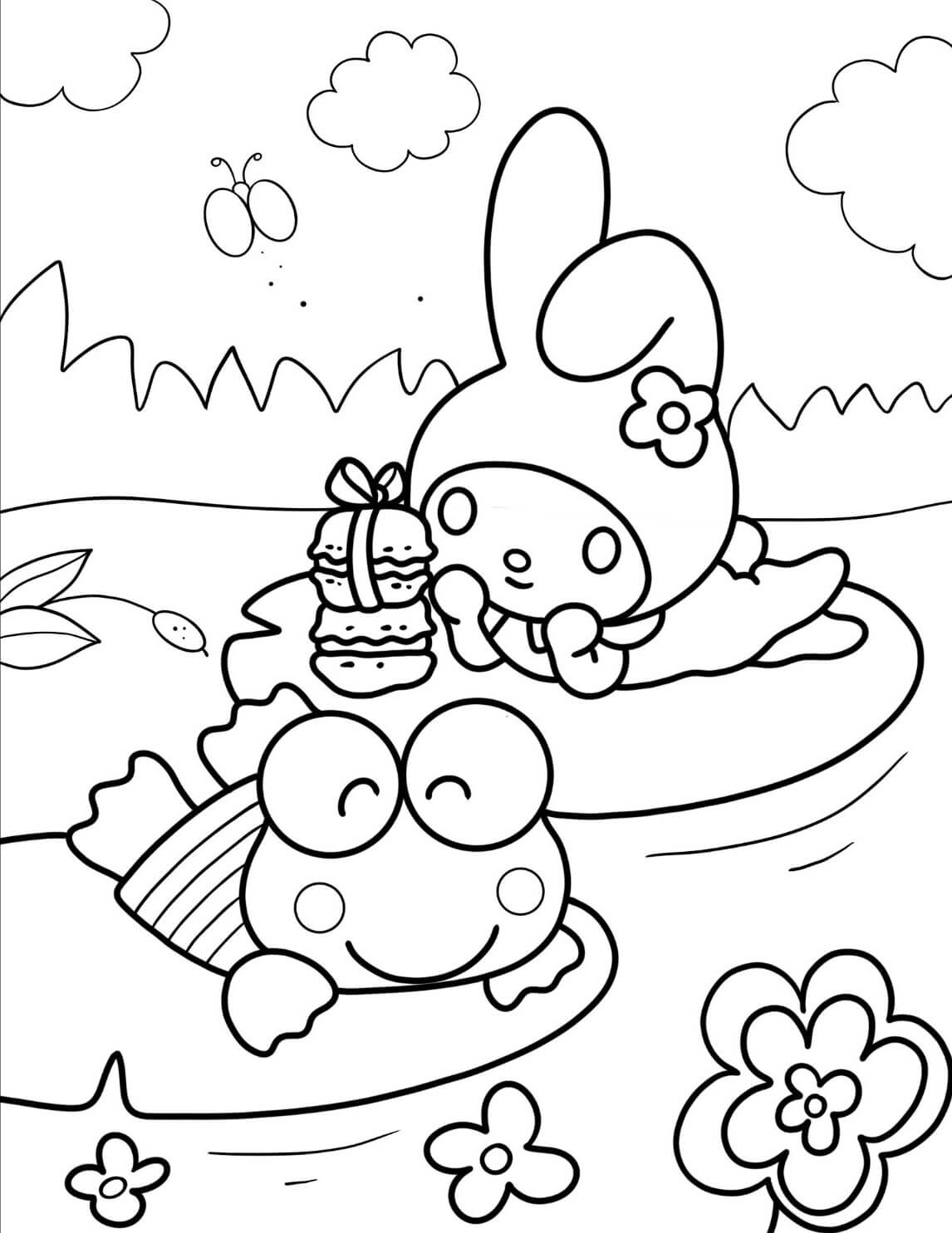 Keroppi Med Melodi Liggende fargelegging