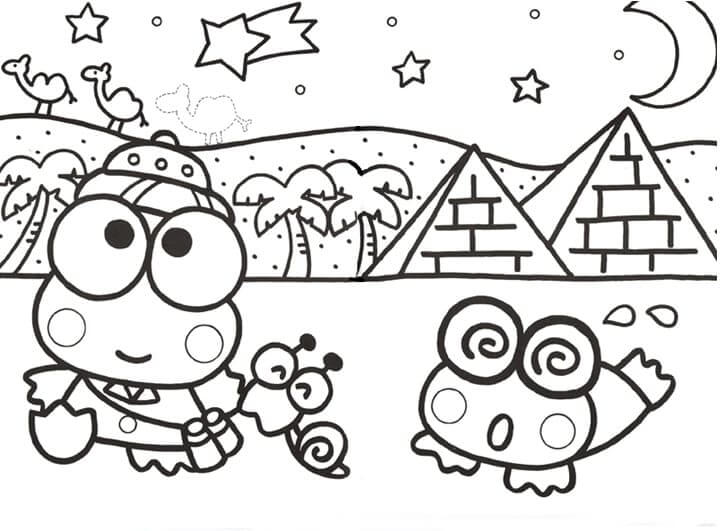 Keroppis eventyr i Egypt fargelegging