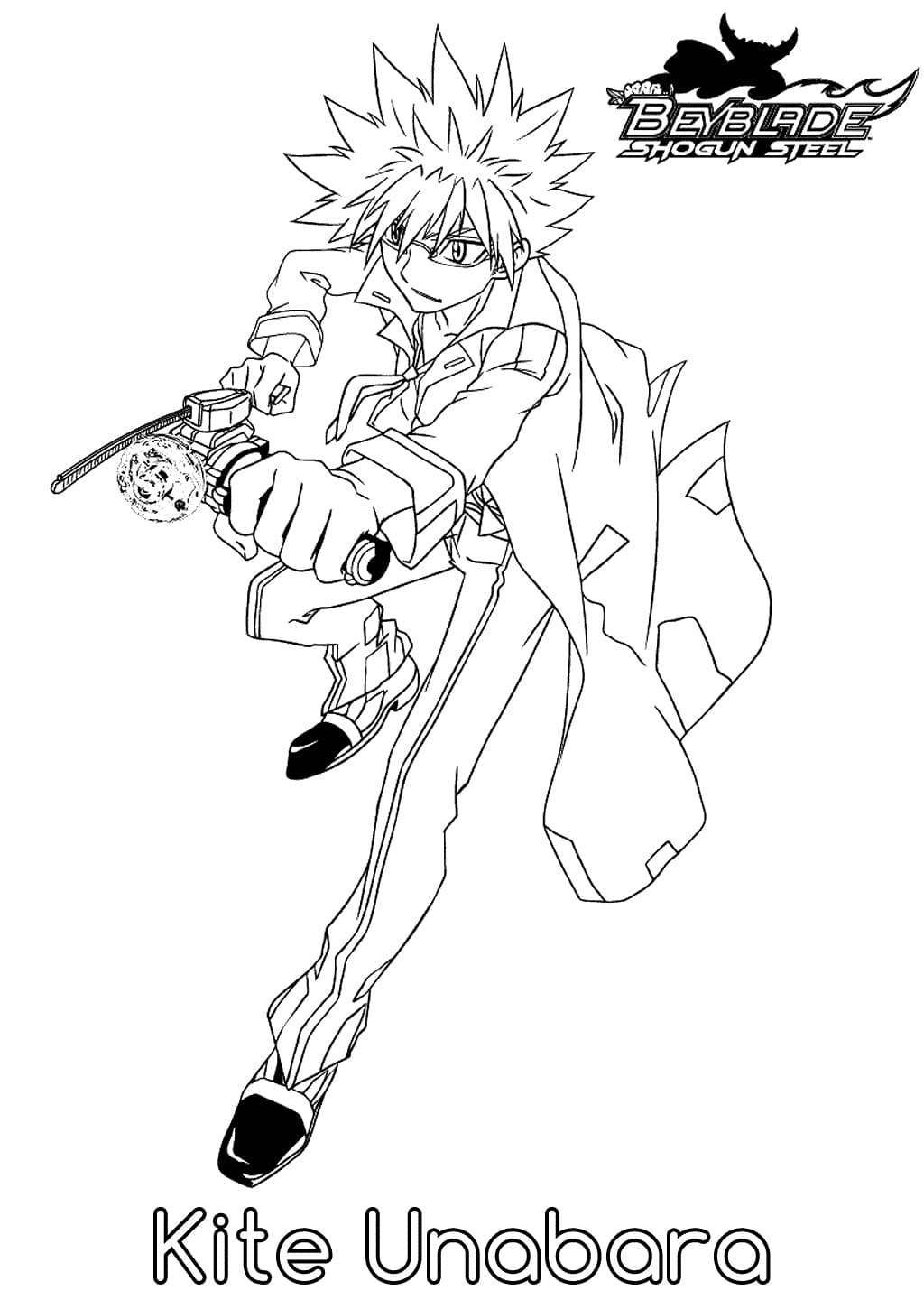 Kite Unabara fra Beyblade Shogun Steel fargelegging