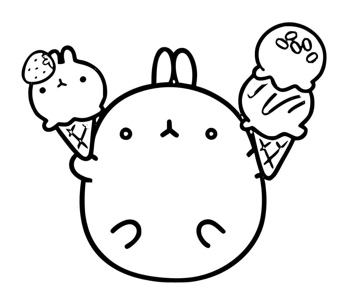 Molang med iskrem fargelegging