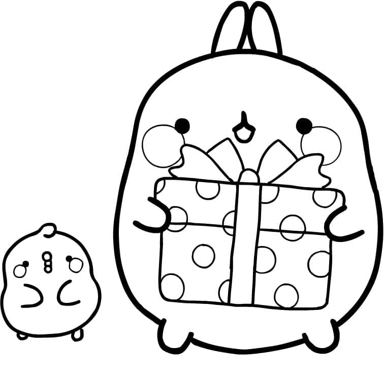 Molang og en gave fargelegging