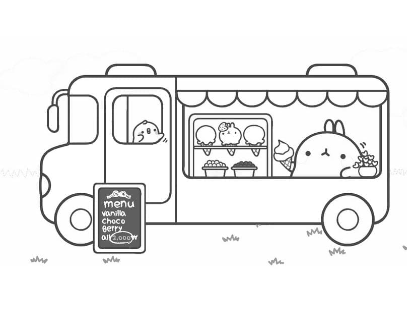 Molang og iskrem fargelegging