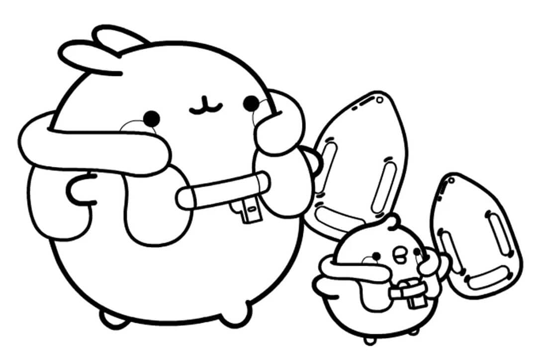 Molang og Piu Piu fargelegging