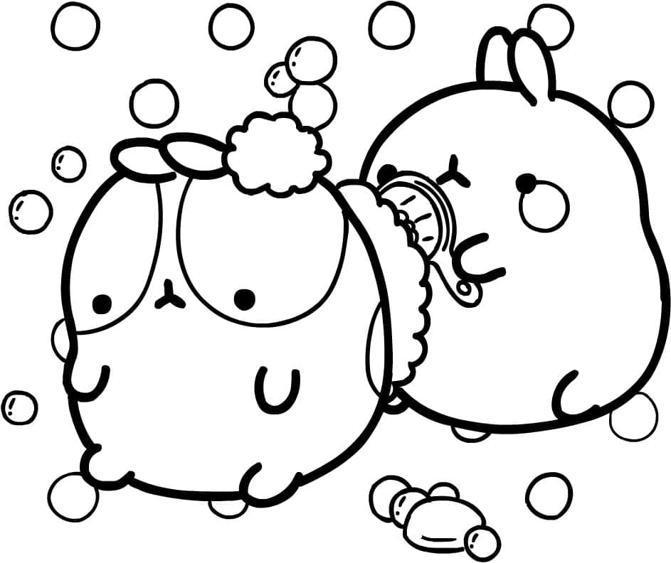 Molang og venn fargelegging