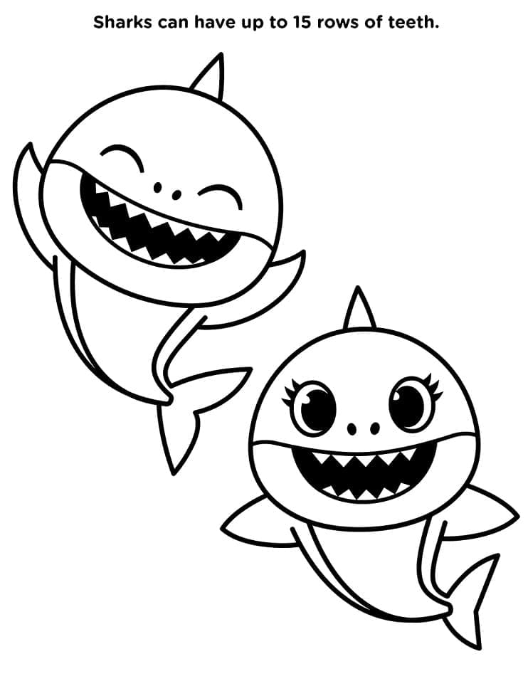 Mommy Shark og Daddy Shark fargelegging