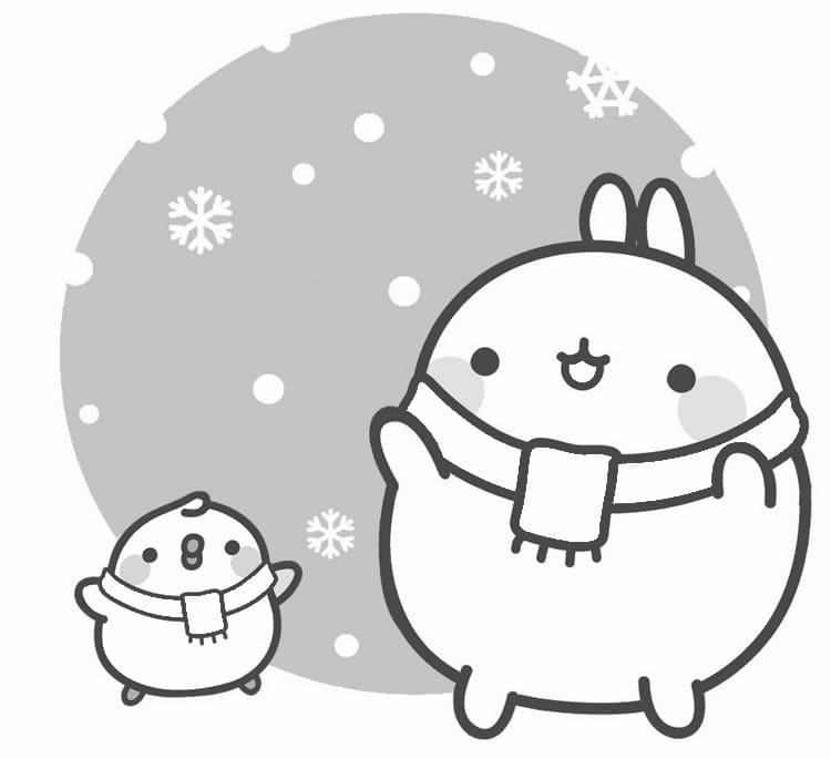 Piu Piu og Molang fargelegging