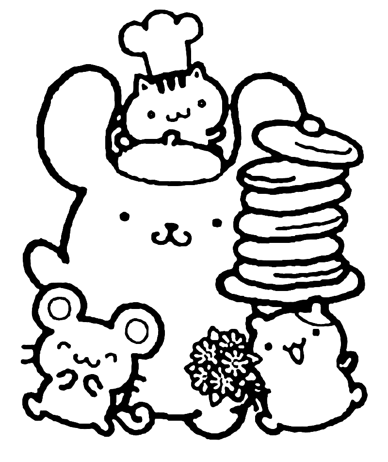 Pompompurin med venner fargelegging