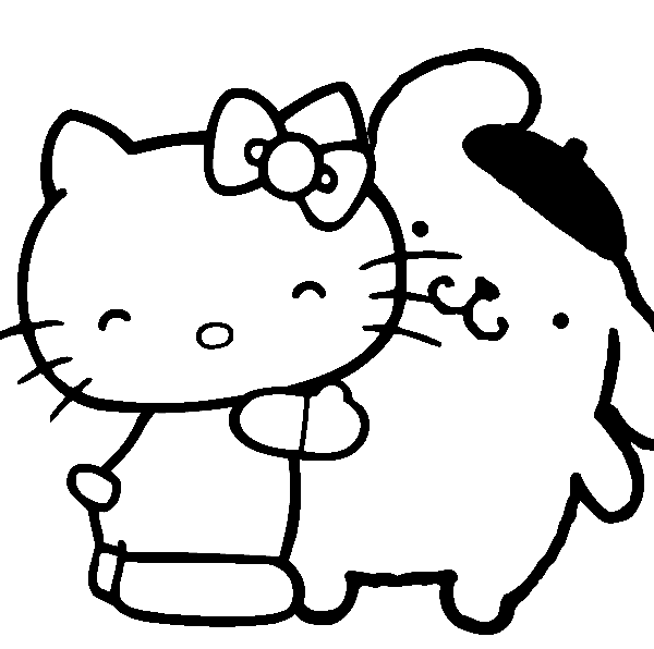 Pompompurin og Hello Kitty fargelegging