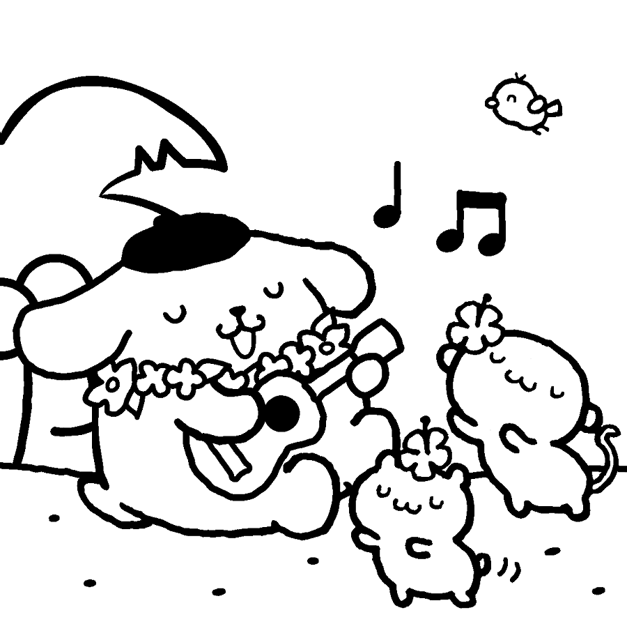 Pompompurin spiller ukulele fargelegging