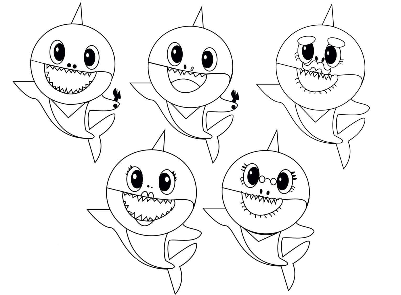 Søt Baby Shark Familie fargelegging