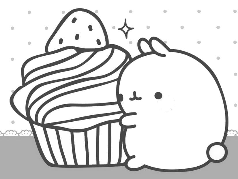 Søt Molang og Cupcake fargelegging