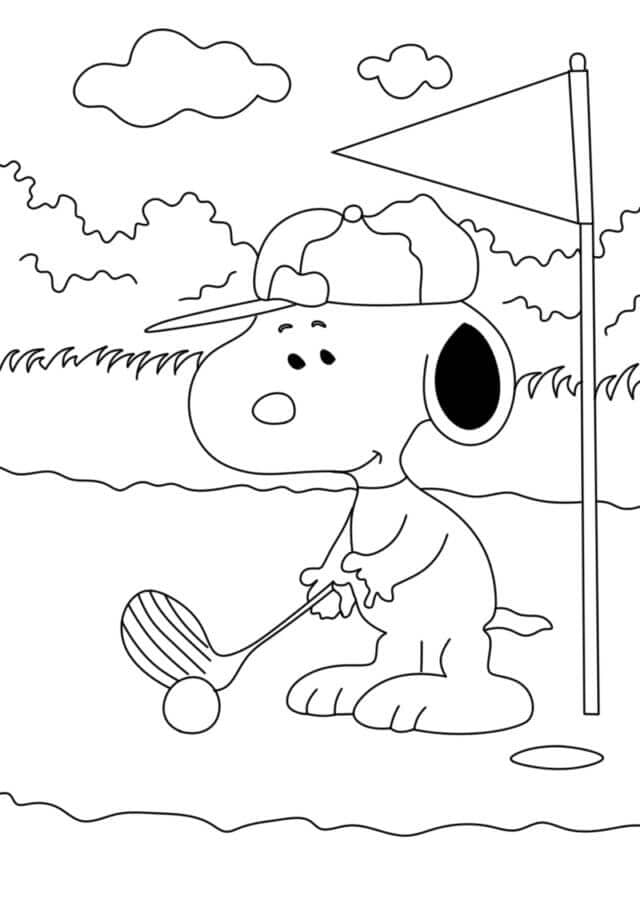 Søt Snoopy spiller golf fargelegging