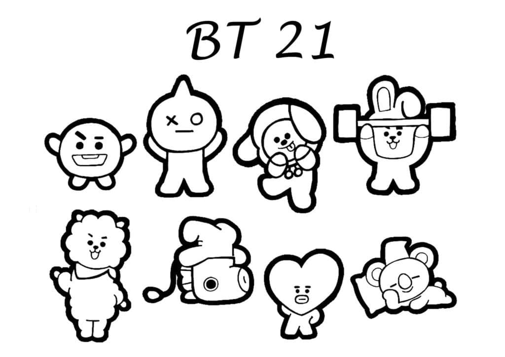 Søte BT21-figurer fargelegging