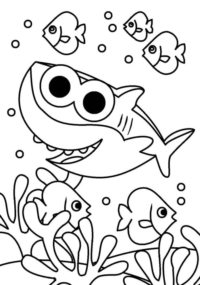 Svømming Baby Shark fargelegging