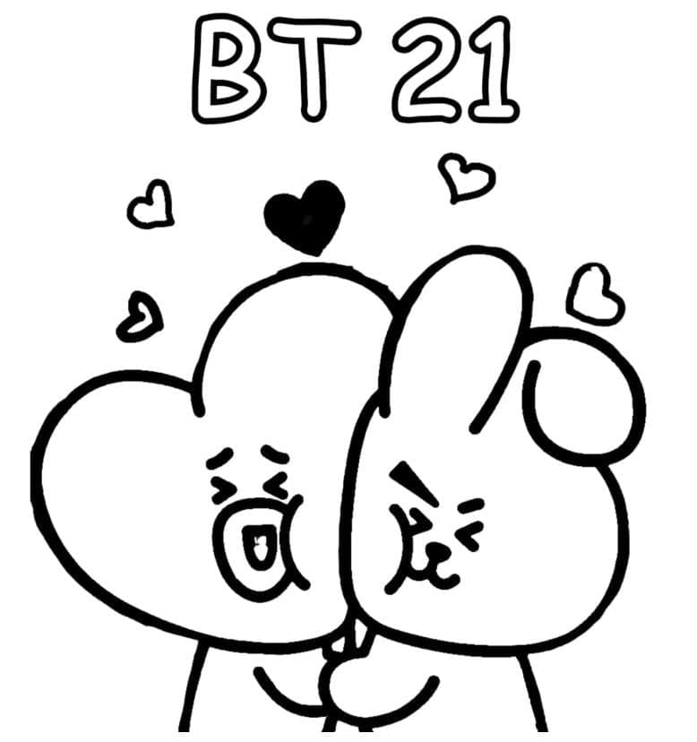 Tata og Cooky i BT21 fargelegging