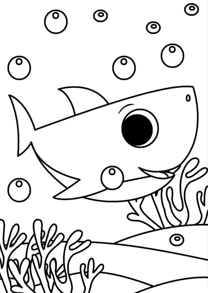 Utskrivbar søt Baby Shark fargelegging
