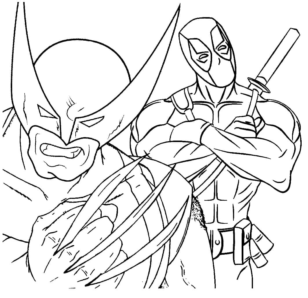 Wolverine og Deadpool gratis fargelegging