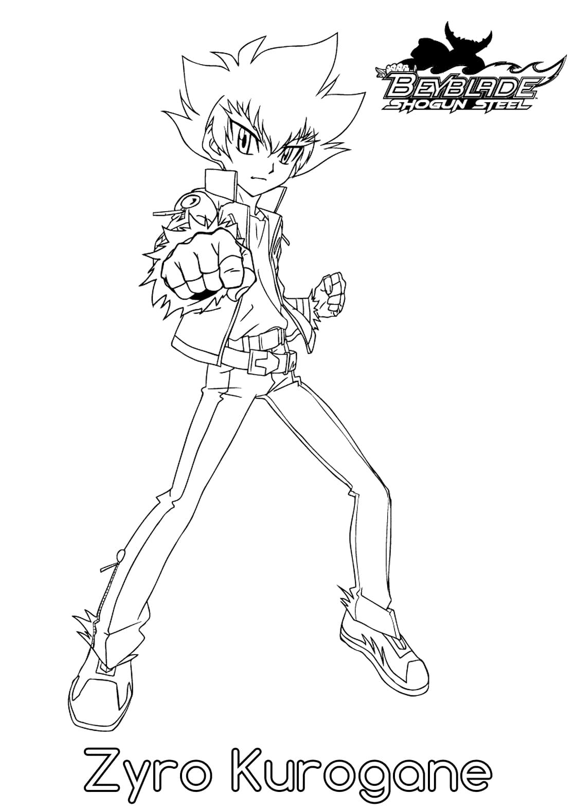 Zyro Kurogane fra Beyblade Shogun Steel fargelegging
